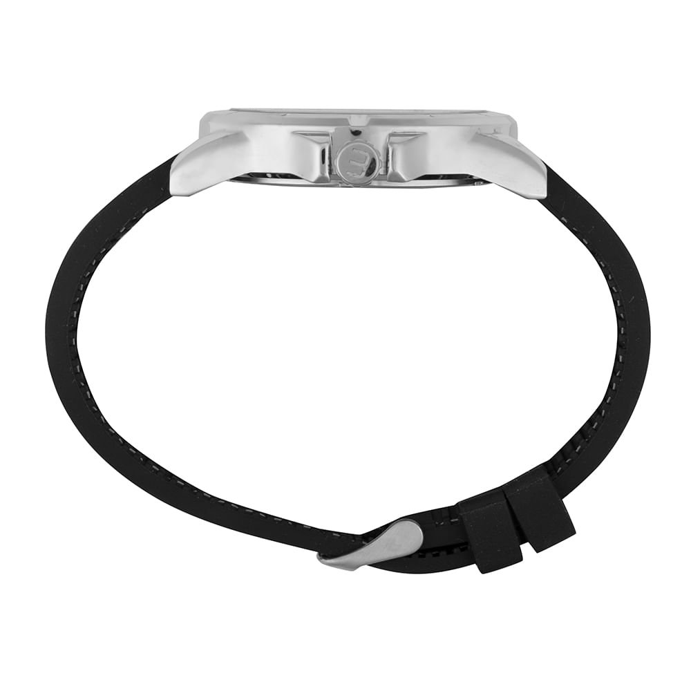 Relógio Masculino Prata Calendário e Duplo Horário Preto 3