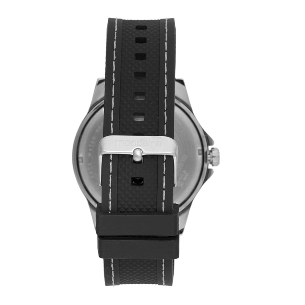 Relógio Masculino Prata Calendário e Duplo Horário Preto 4