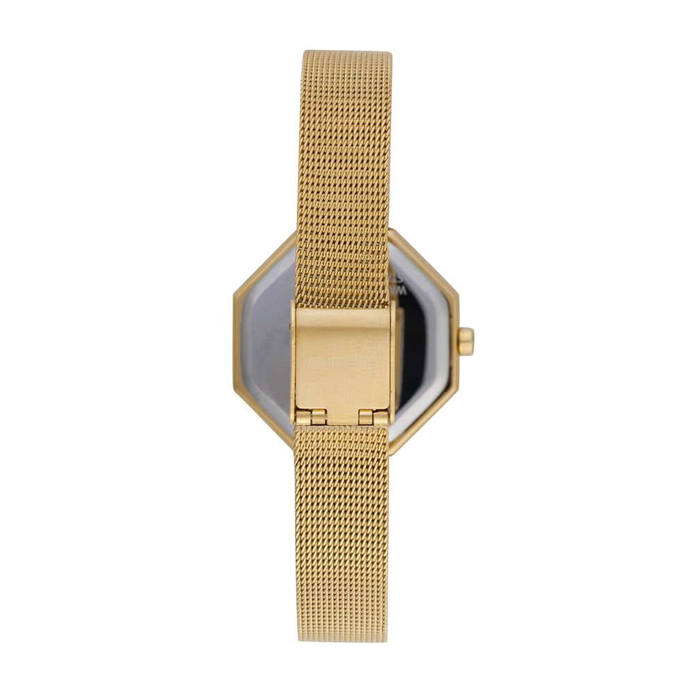 Relógio Feminino Dourado Malha de Aço Cristais Cravejados Dourado 5