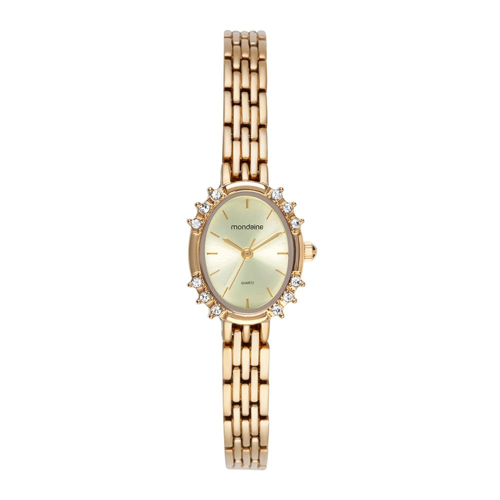 Relógio Feminino Oval Clássico Dourado