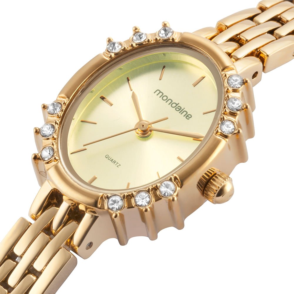 Relógio Feminino Oval Clássico Dourado Dourado 2