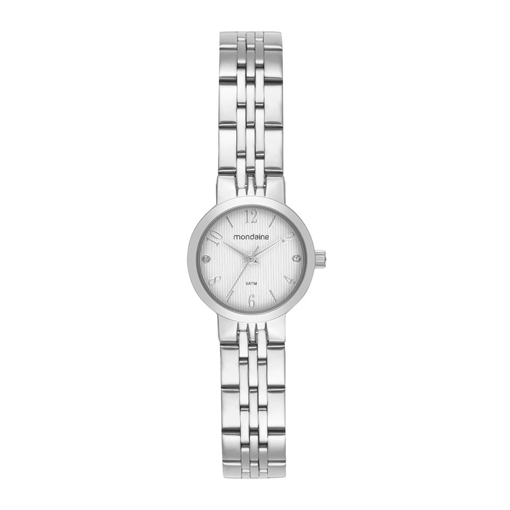 Kit Relógio Feminino Cristais Cromado com Colar cristais Prata 2