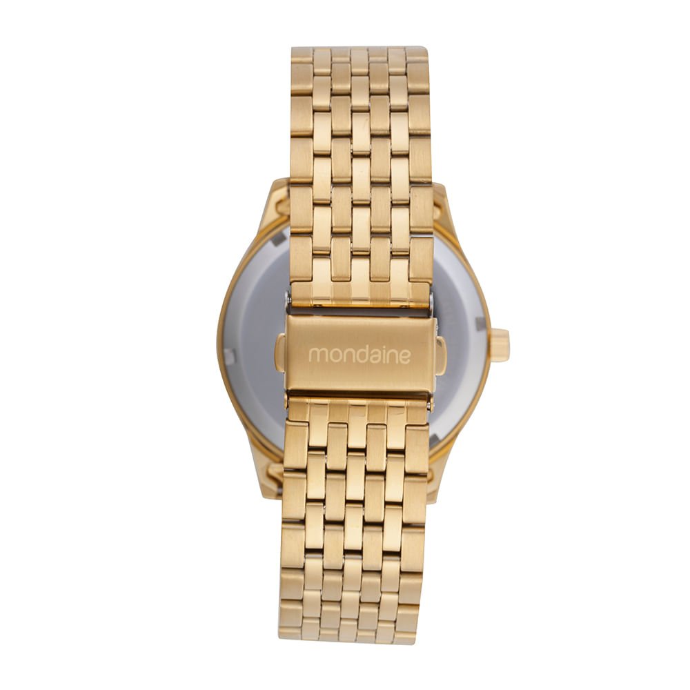 Relógio Masculino Dourado Mostrador Preto Marcações Romanas Dourado 4