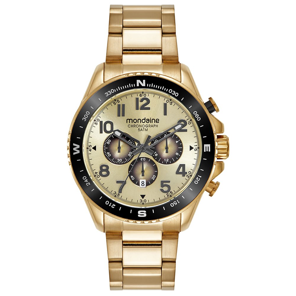 Relógio Masculino Cronógrafo Aço Dourado
