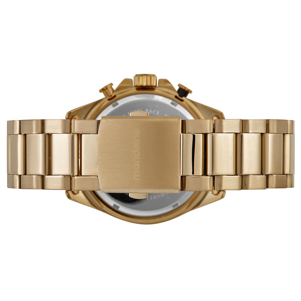 Relógio Masculino Cronógrafo Aço Dourado Dourado 5
