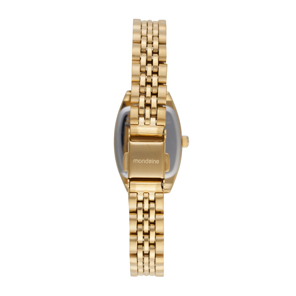 Relógio Feminino Quadrado Clássico Vidro Facetado Dourado 5