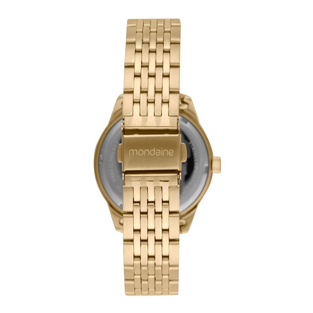 Kit Relógio Feminino Textura Dourado com Pulseira Dourado 5