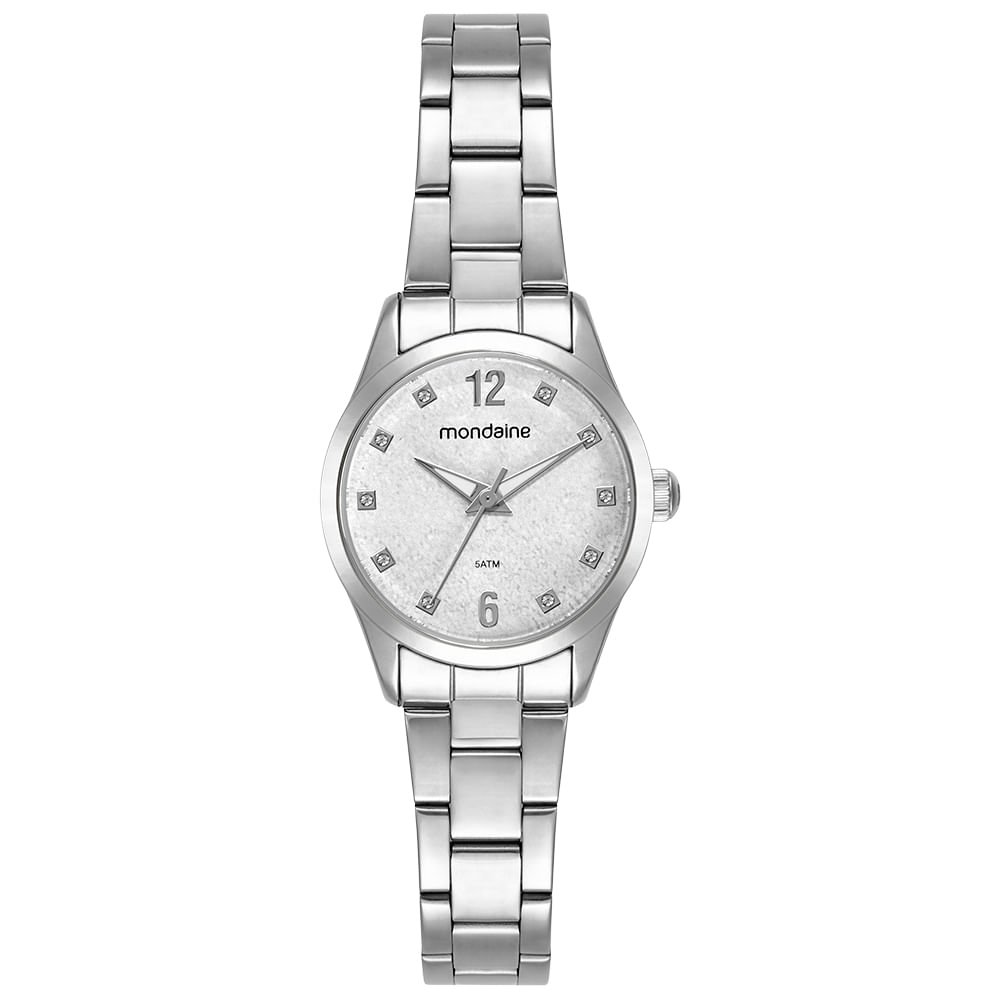 Kit Relógio Feminino Cromado Efeito Luminoso Com Brincos Prata 2