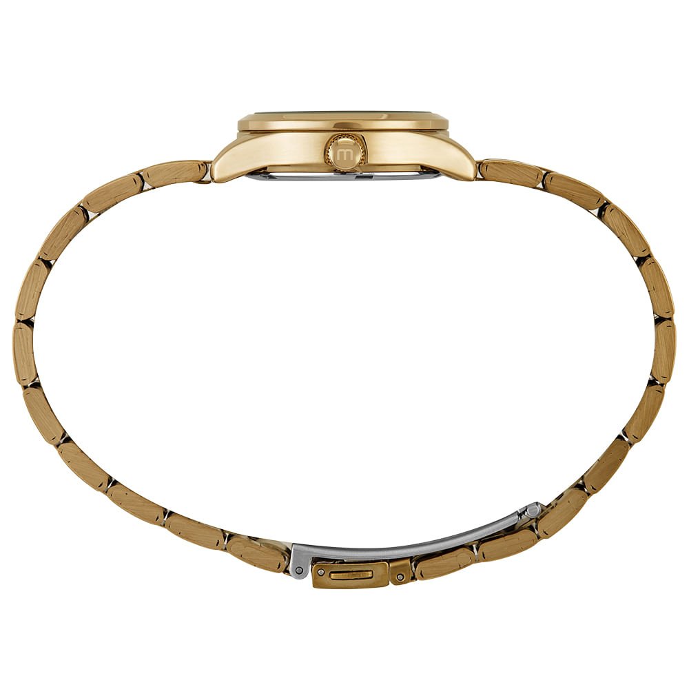 Kit Relógio Feminino Dourado Efeito Luminoso Com Brincos Dourado 4