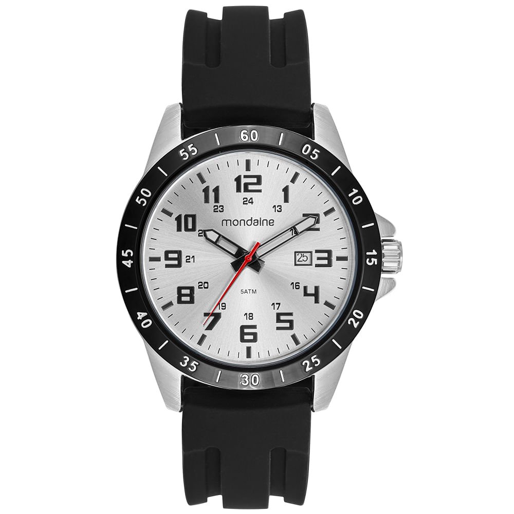Relógio Masculino Esportivo Prata Pulseira Silicone