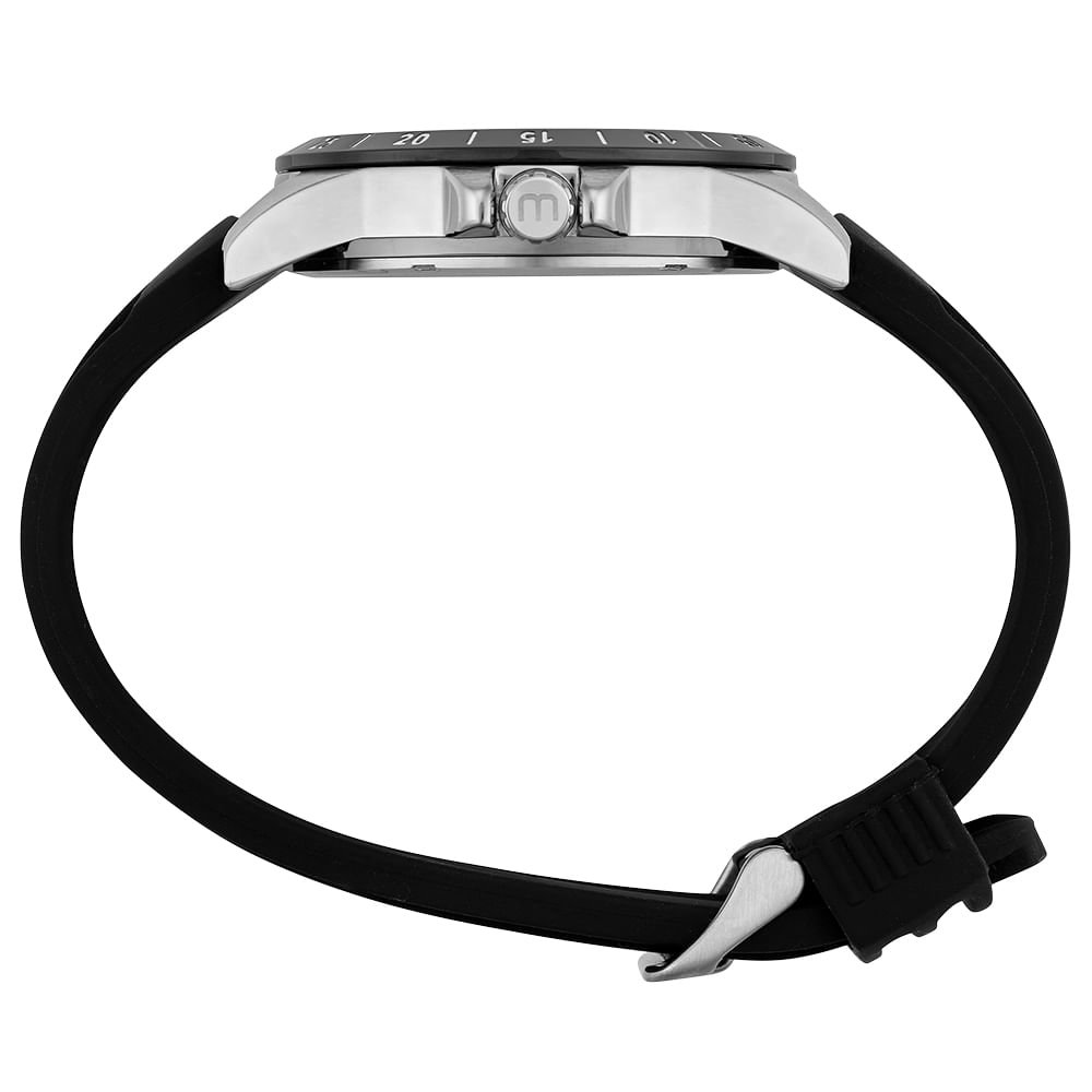 Relógio Masculino Esportivo Prata Pulseira Silicone Preto 3