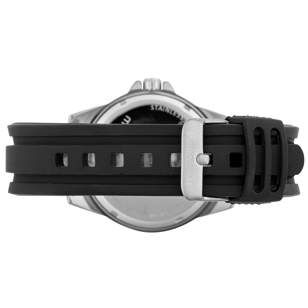 Relógio Masculino Esportivo Prata Pulseira Silicone Preto 4