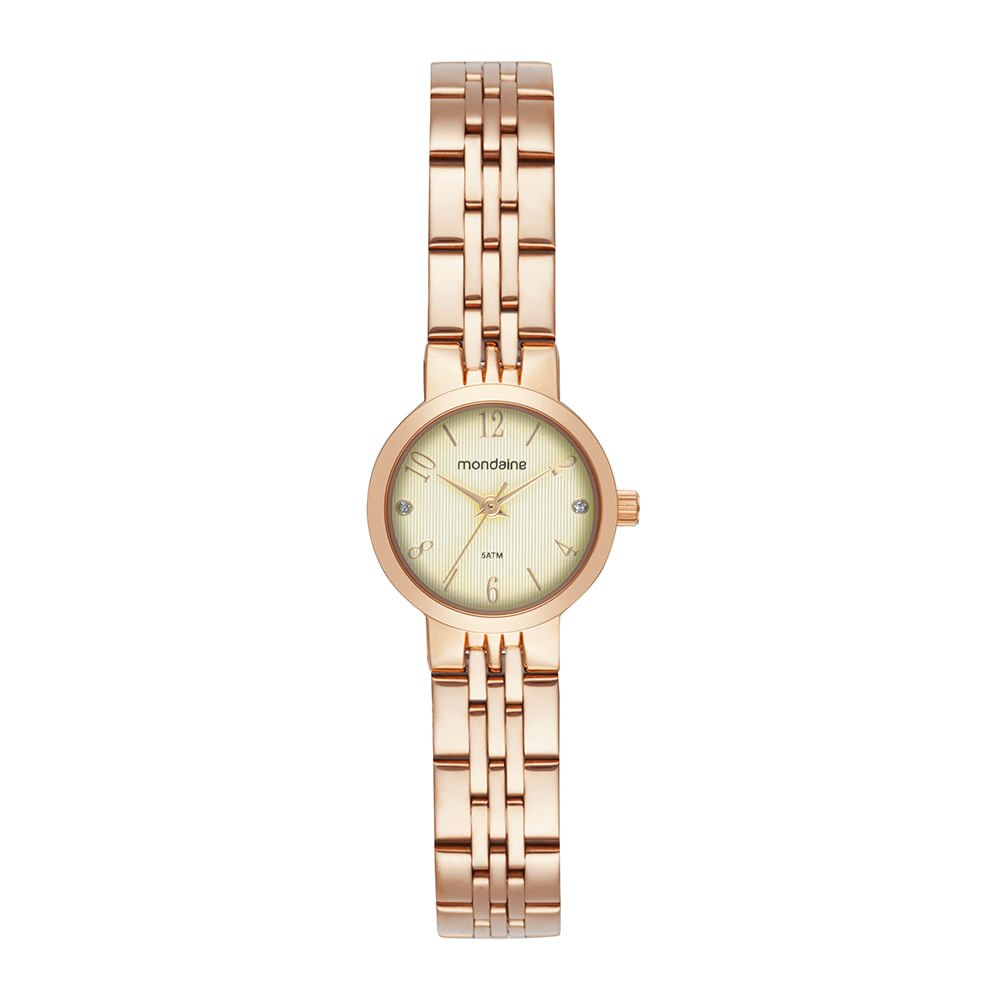 Kit Relógio Feminino Cristais Dourado com Colar cristais Dourado 2