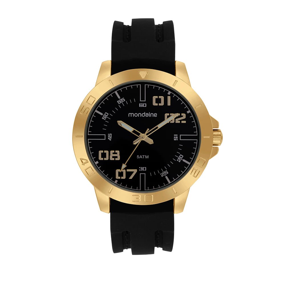 Relógio Masculino Dourado Pulseira Silicone