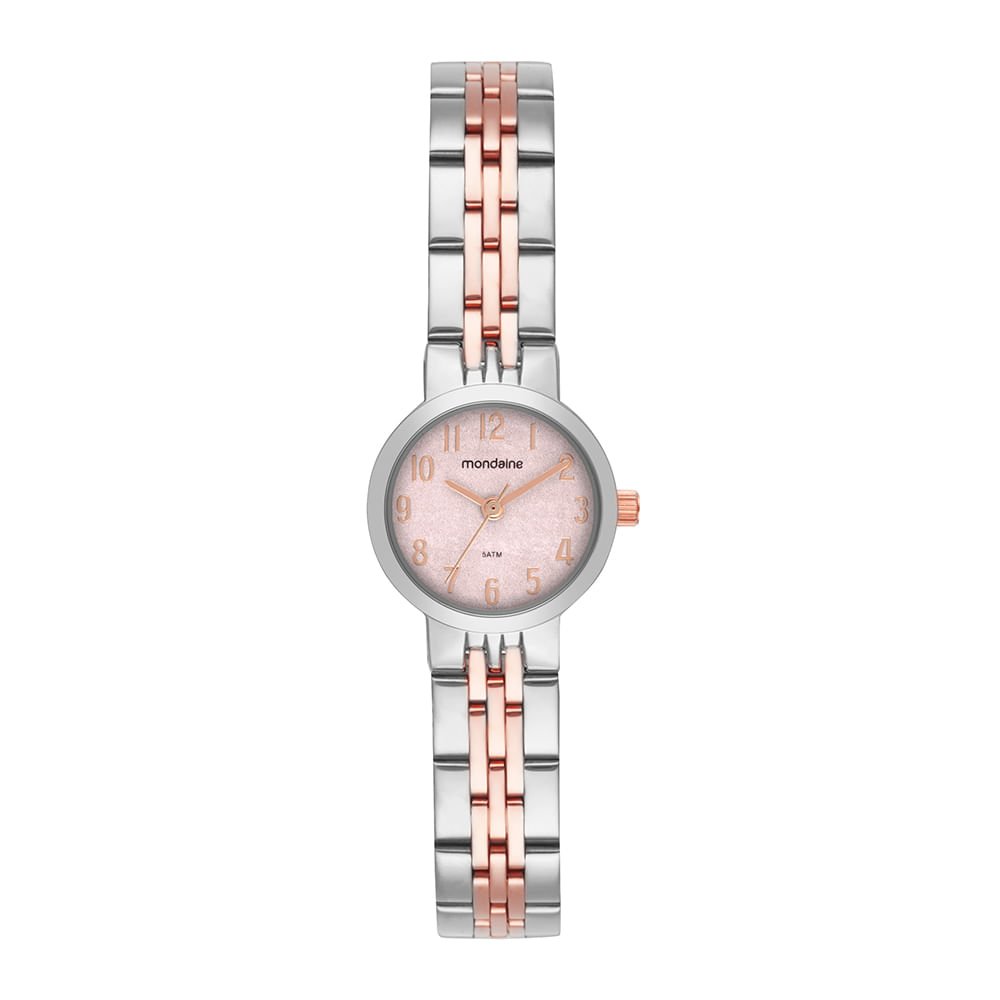 Kit Relógio Feminino Bicolor com Brincos de cristais Prata 2