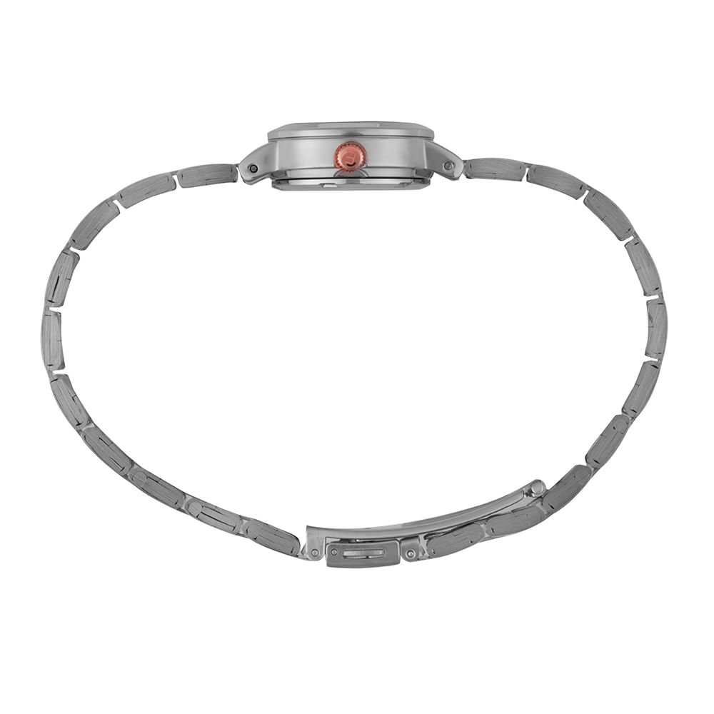 Kit Relógio Feminino Bicolor com Brincos de cristais Prata 4