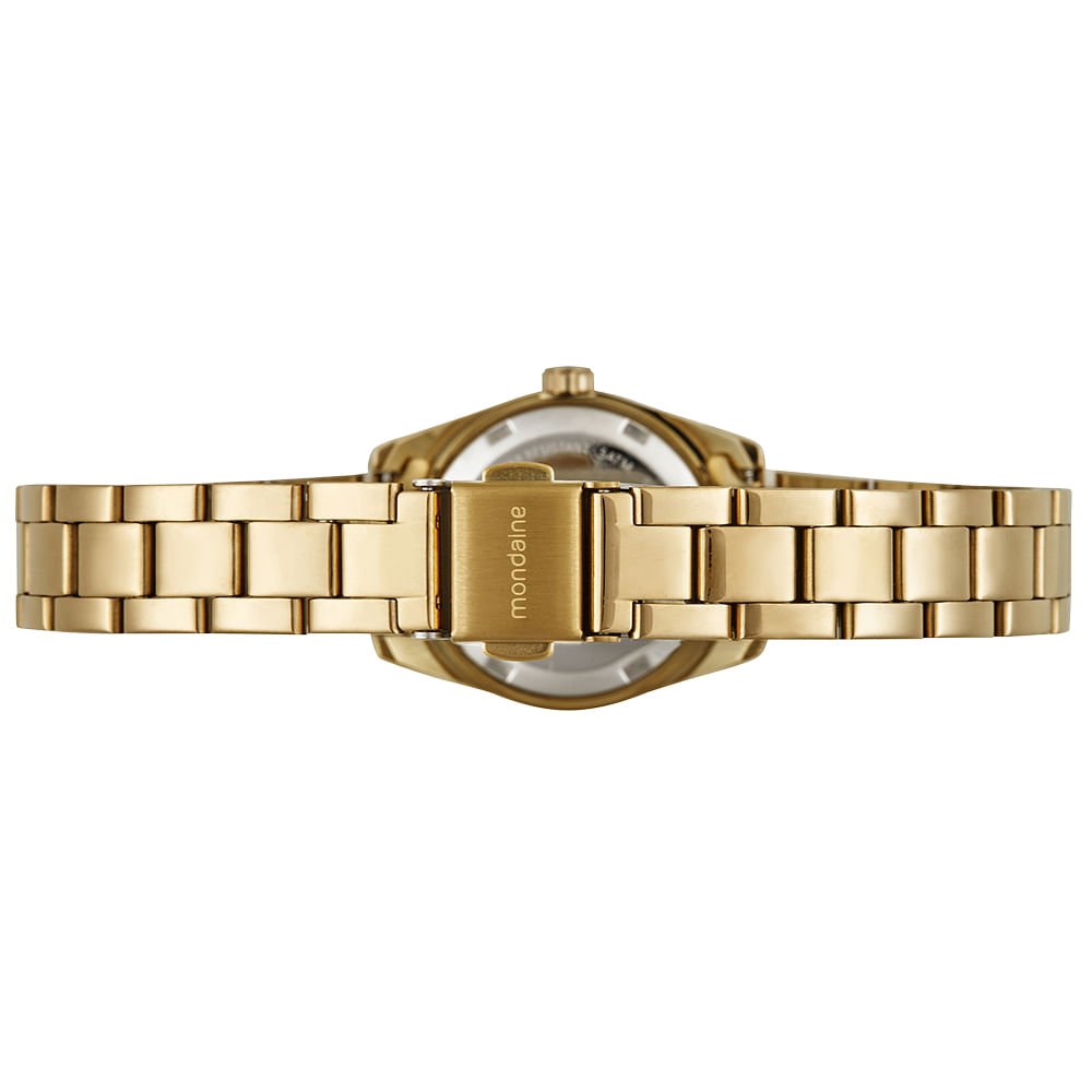 Relógio Feminino Dourado Mostrador Texturizado e Pedras Dourado 5