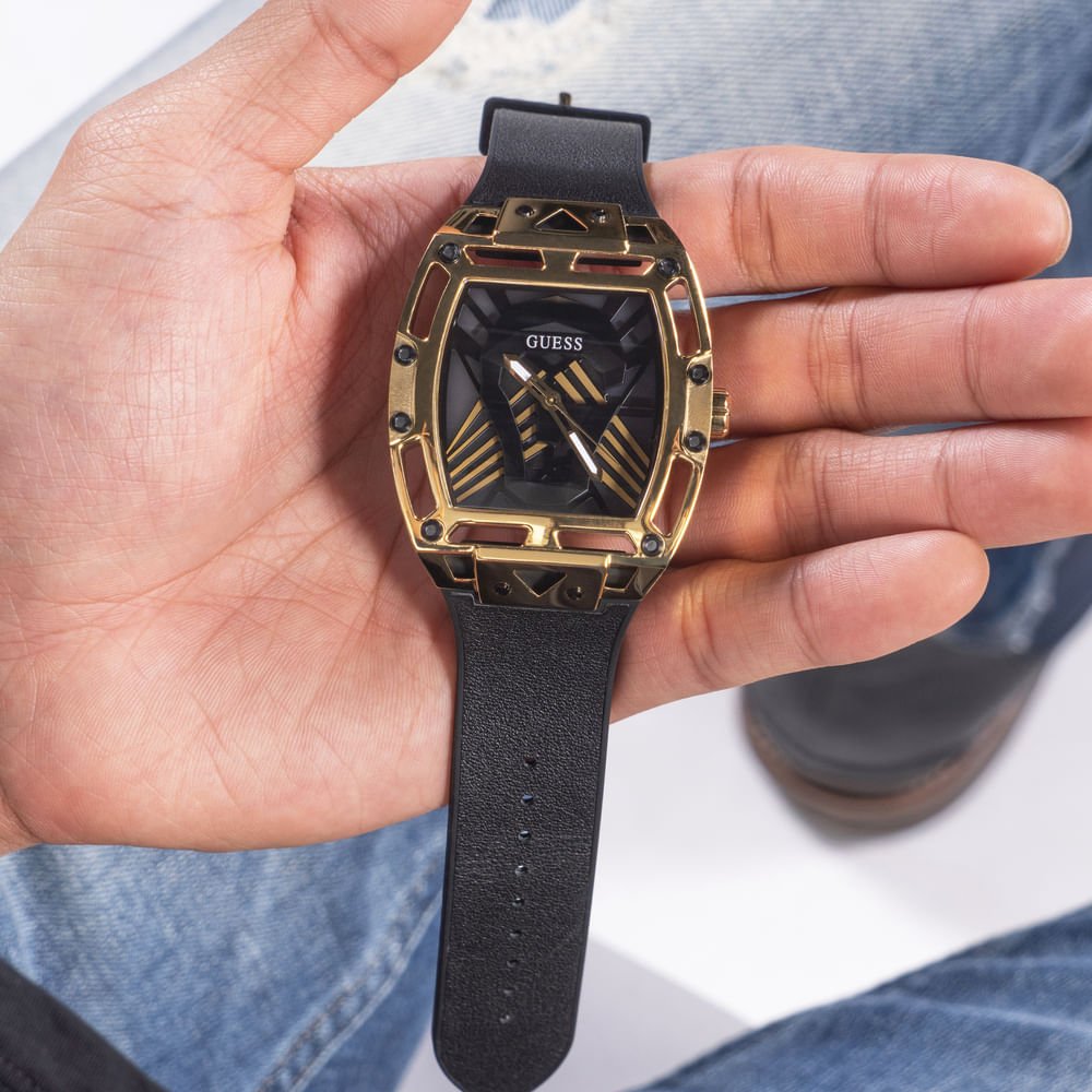 Relógio Guess Masculino Silicone GW0500G1 Preto/Dourado 2