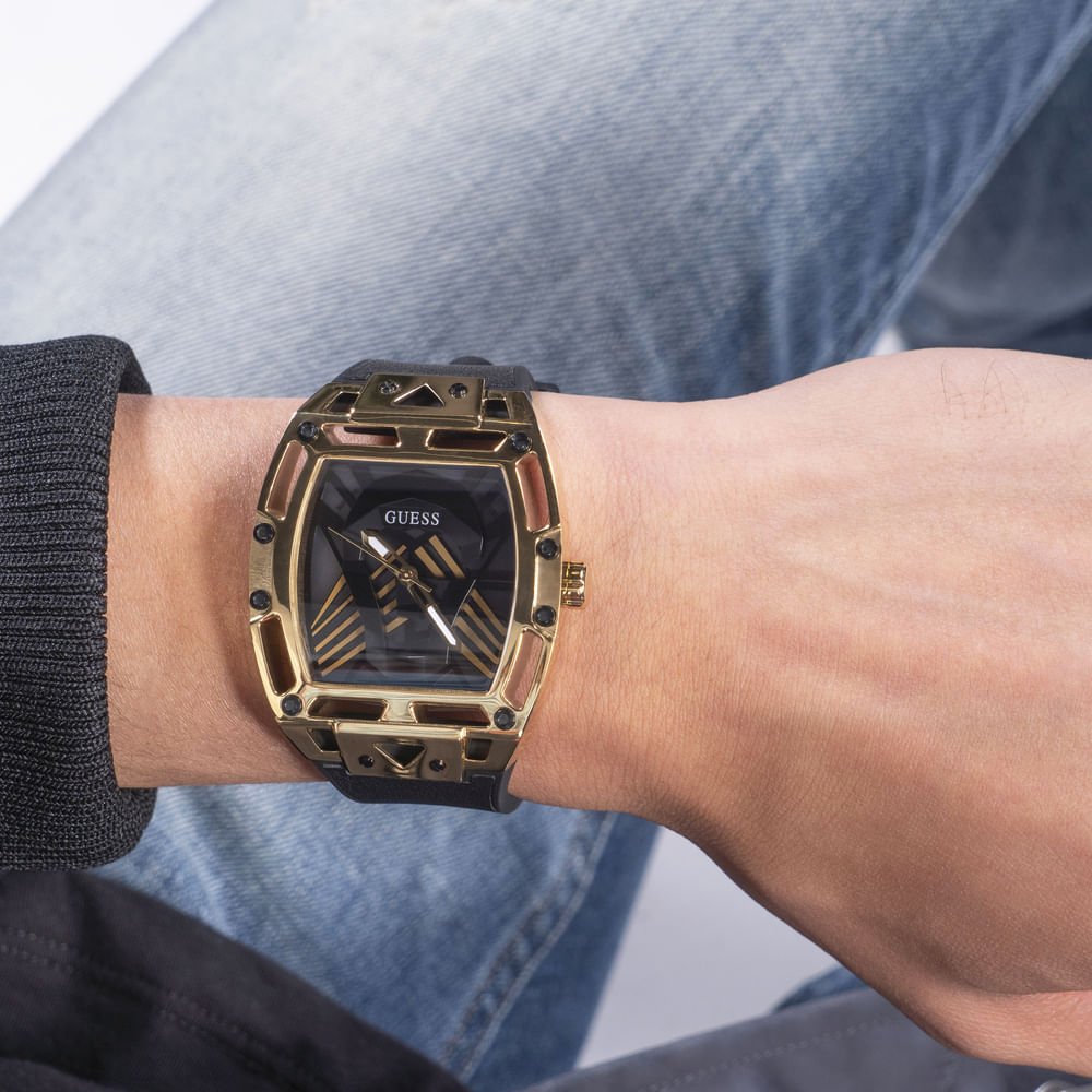 Relógio Guess Masculino Silicone GW0500G1 Preto/Dourado 3