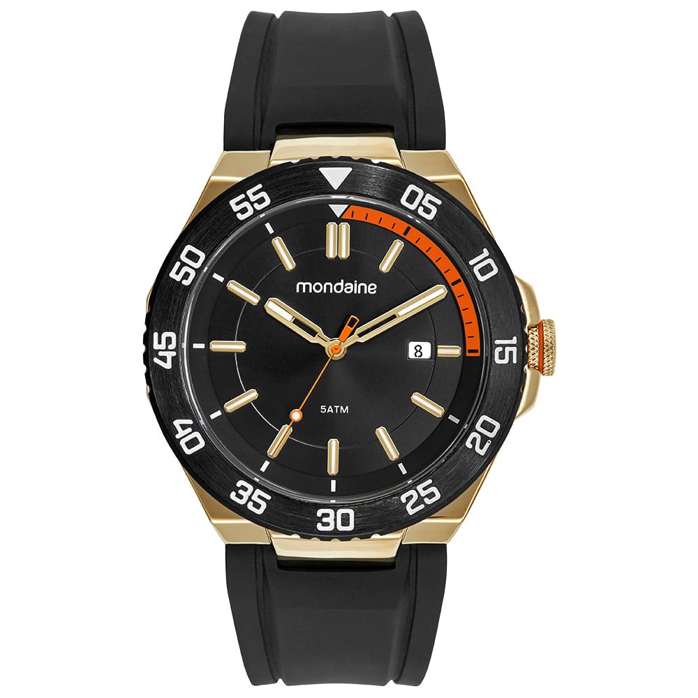 Relógio Masculino Dourado Calendário Pulseira Esportiva