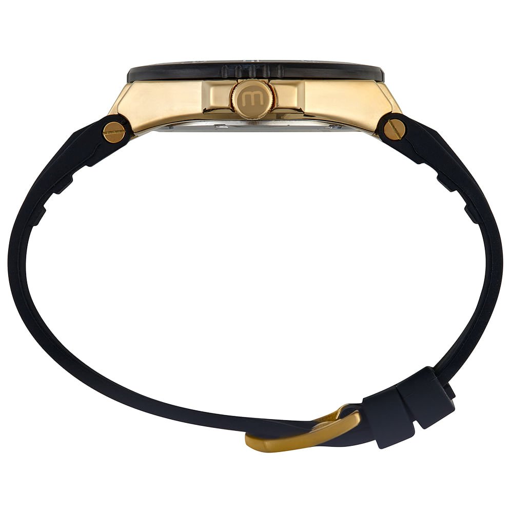 Relógio Masculino Dourado Calendário Pulseira Esportiva Preto 3