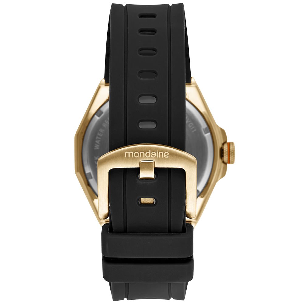 Relógio Masculino Dourado Calendário Pulseira Esportiva Preto 4