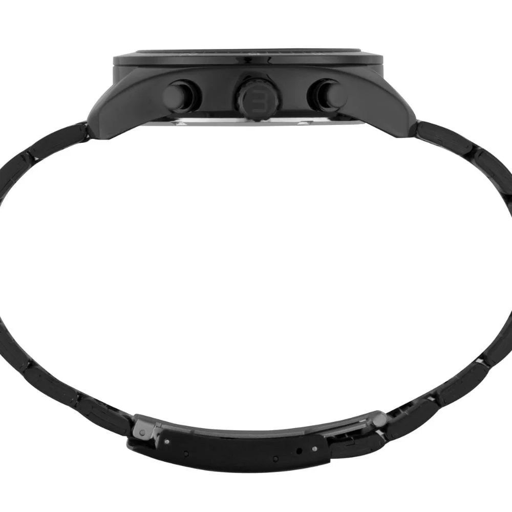 Relógio Masculino Cronógrafo Aço Preto Calendário Preto 2