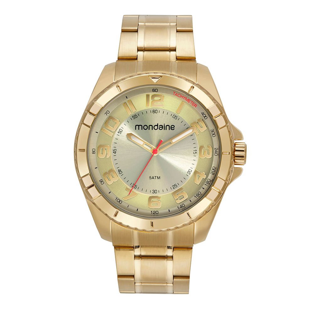 Relógio Masculino Champagne Grande Elegante Dourado 1