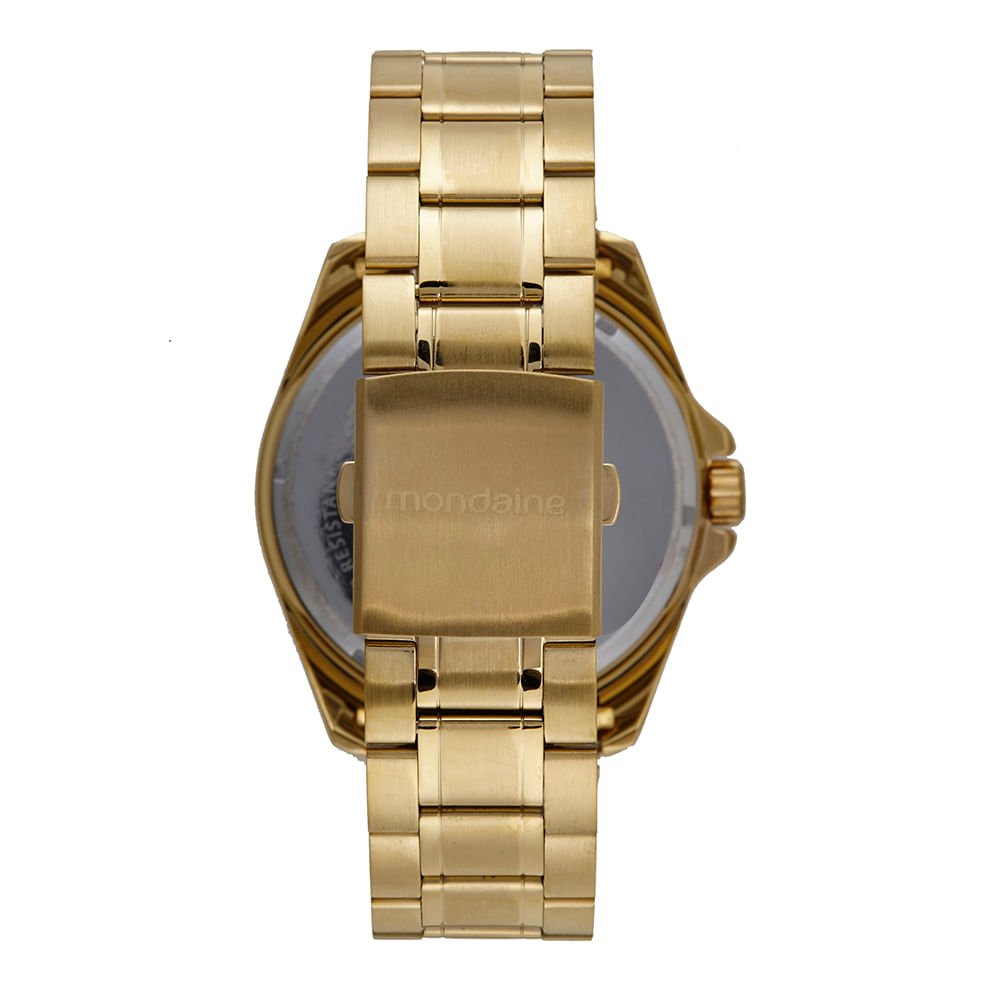 Relógio Masculino Champagne Grande Elegante Dourado 3
