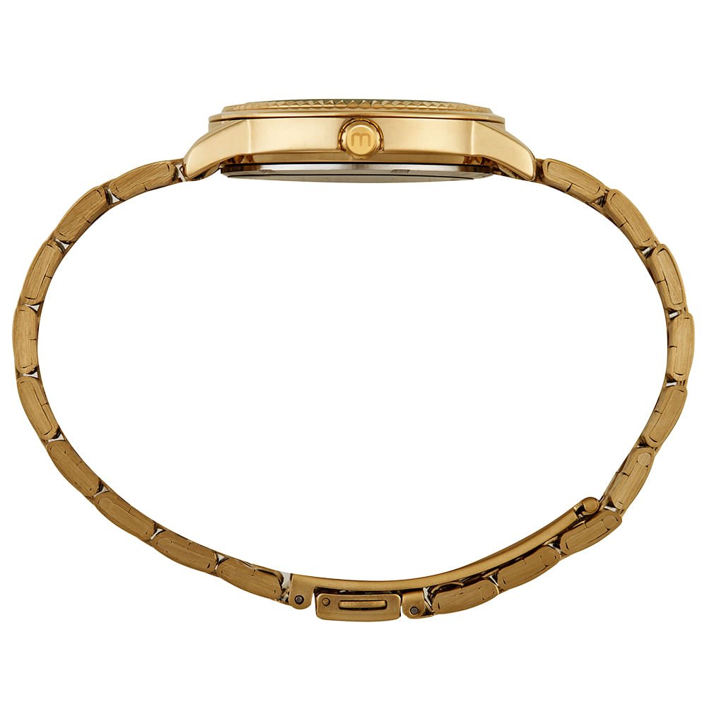 Relógio Feminino Dourado Catraca Serrilhada Vermelho Dourado 3