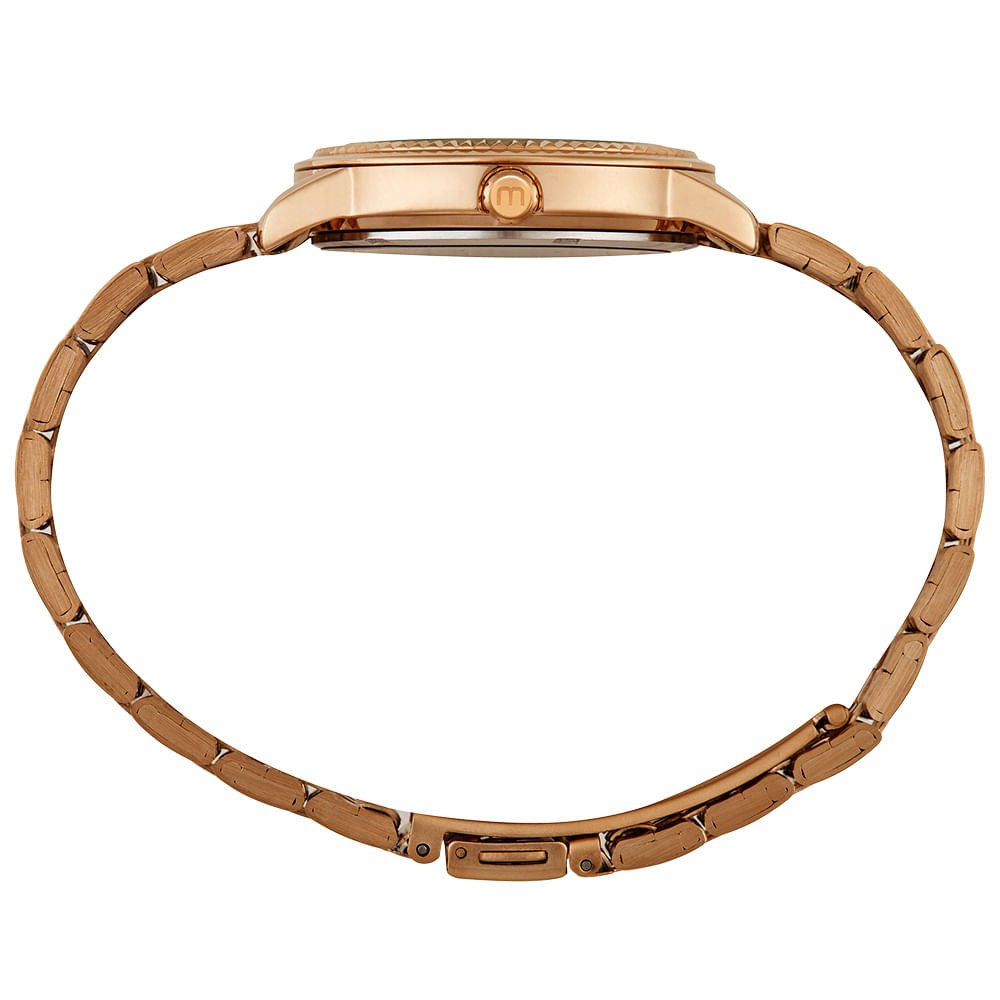 Relógio Feminino Rose Gold Catraca Serrilhada Azul Rosé 3