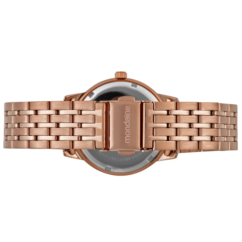 Relógio Feminino Rose Gold Catraca Serrilhada Azul Rosé 4