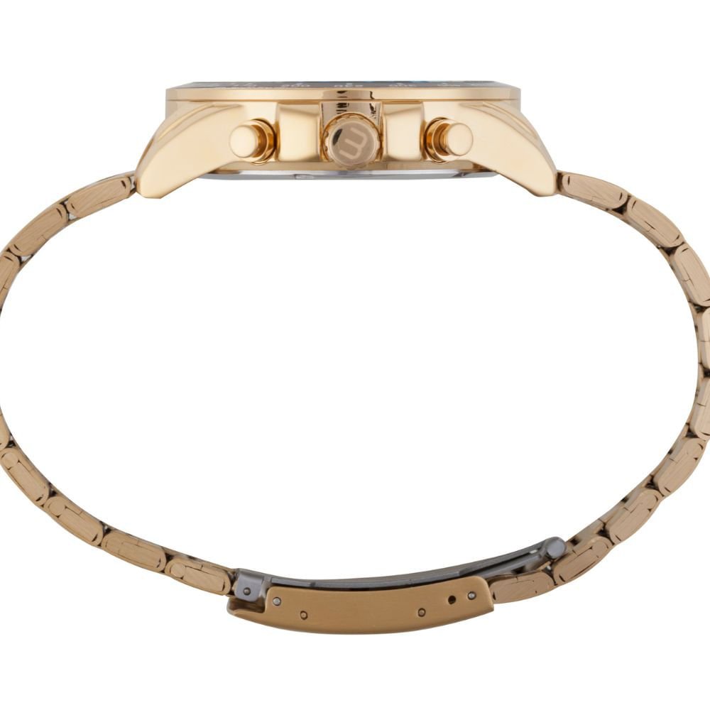 Relógio Masculino Dourado Calendário Mostrador Preto Dourado 3