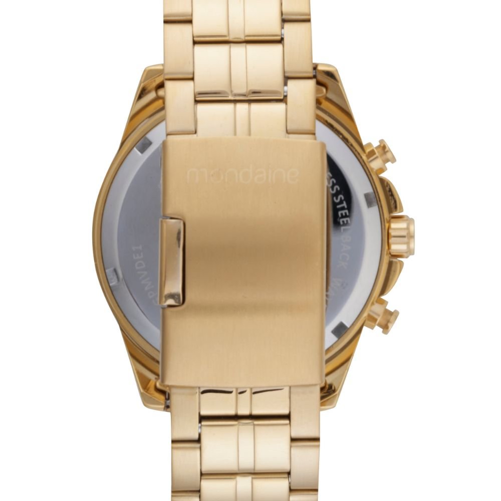 Relógio Masculino Dourado Calendário Mostrador Preto Dourado 4