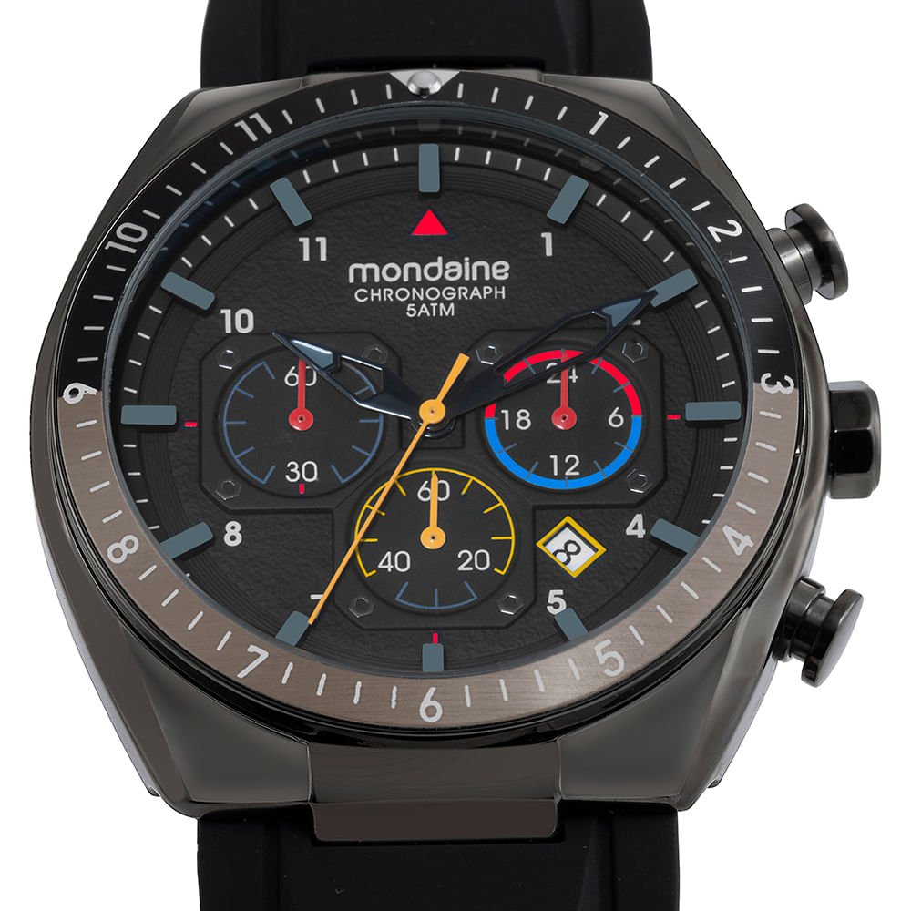 Relógio Masculino Cronógrafo Chumbo Pulseira Silicone Preto 2