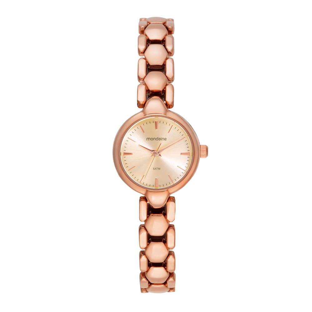 Relógio Feminino Rose Gold Pequeno Efeito Metálico