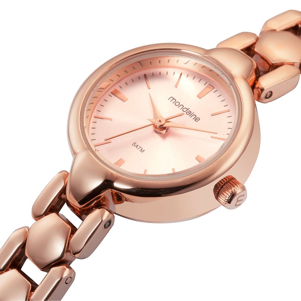 Relógio Feminino Rose Gold Pequeno Efeito Metálico Rosa 2