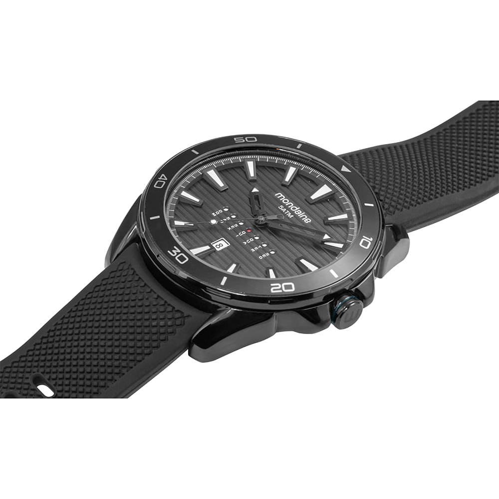 Relógio Masculino Cronógrafo Preto Pulseira Bicolor Preto 2