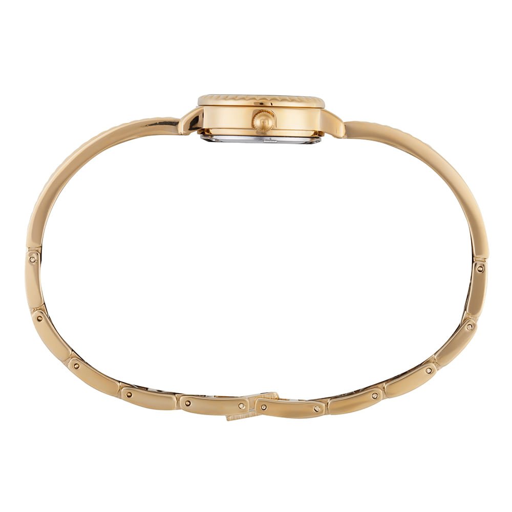 Relógio Feminino Dourado Pequeno Bracelete com Textura Dourado 3