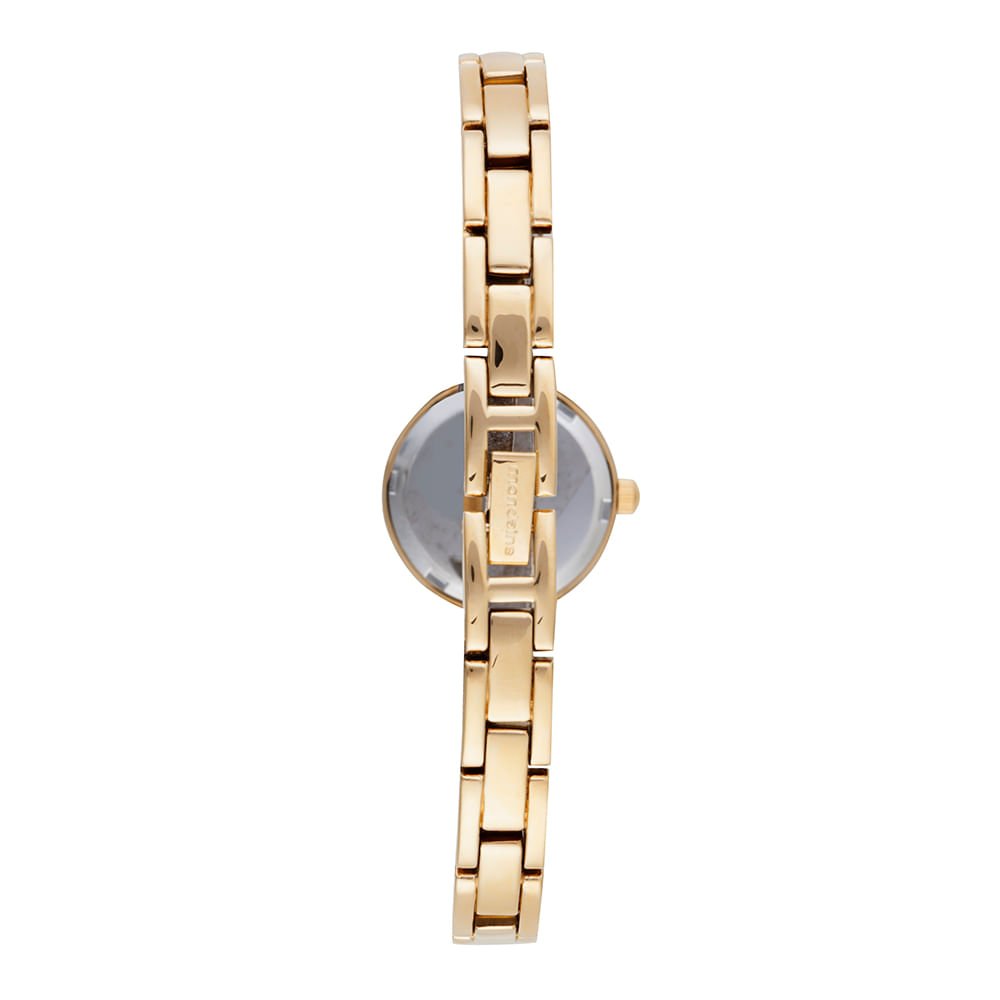 Relógio Feminino Dourado Pequeno Bracelete com Textura Dourado 4