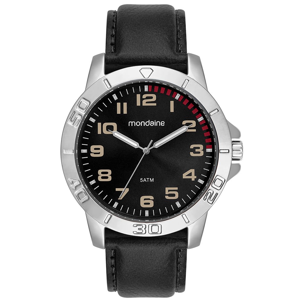 Relógio Masculino Prata Design Robusto Pulseira Couro