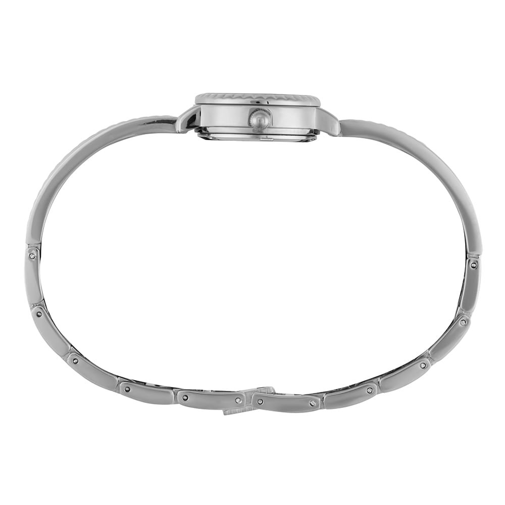 Relógio Feminino Prata Pequeno Bracelete Texturizado Prata 3