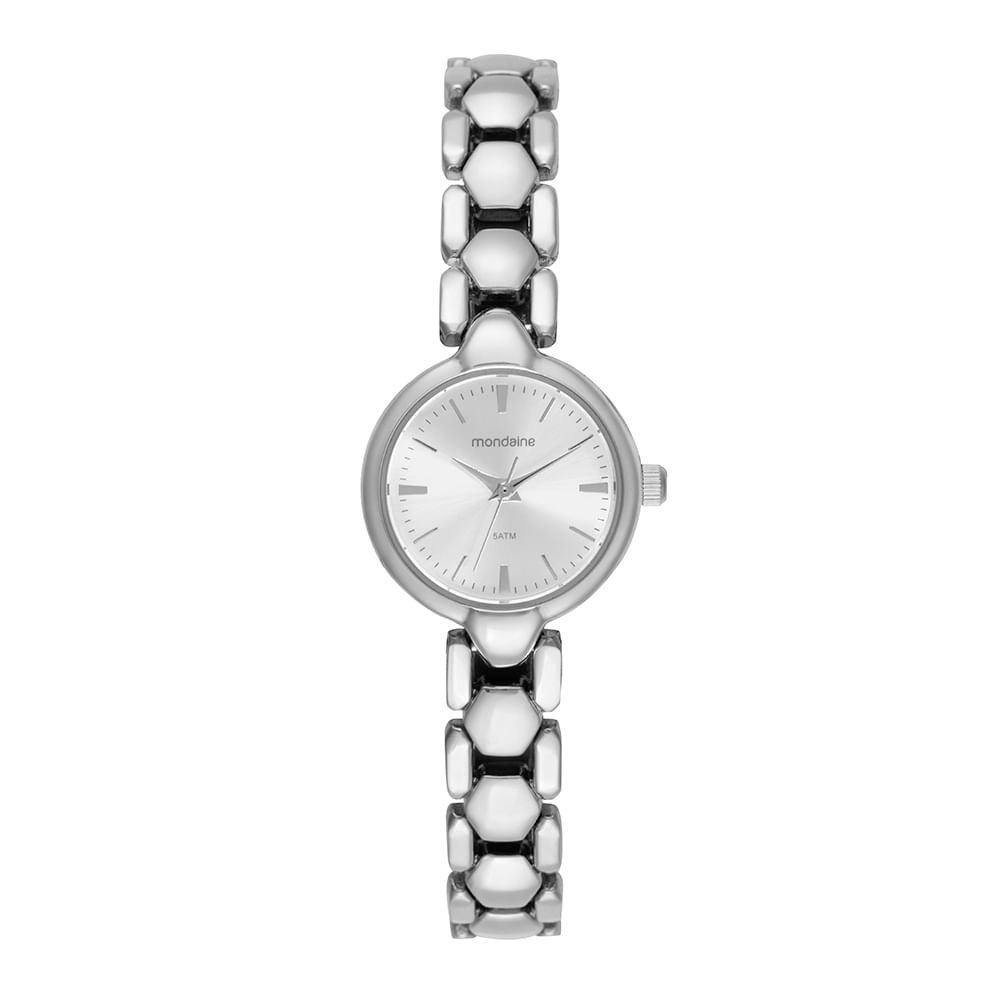 Relógio Feminino Prata Pequeno Efeito Metalizado