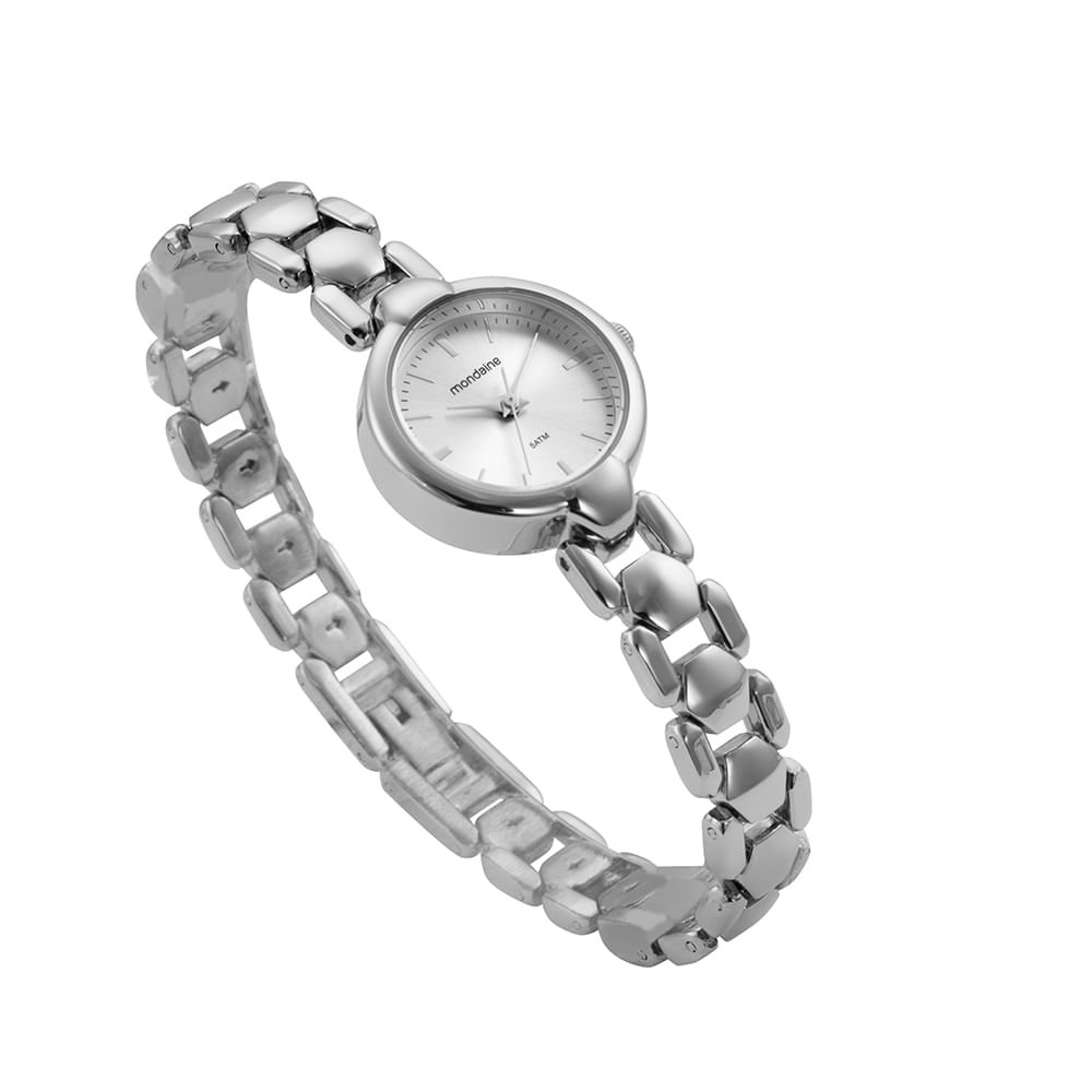 Relógio Feminino Prata Pequeno Efeito Metalizado Prata 2