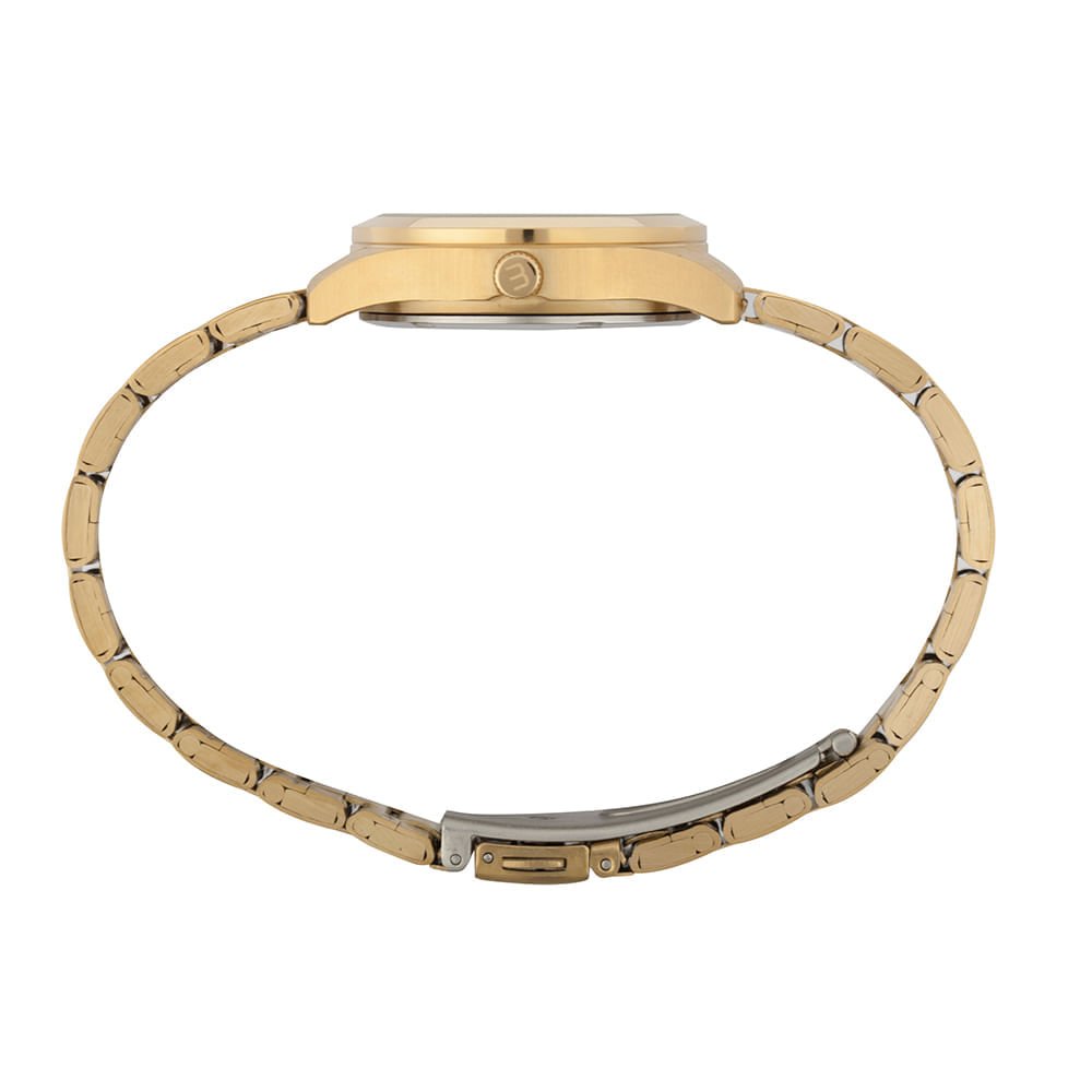 Relogio Feminino Mondaine Dourado Em Aço Cristais Dourado 2