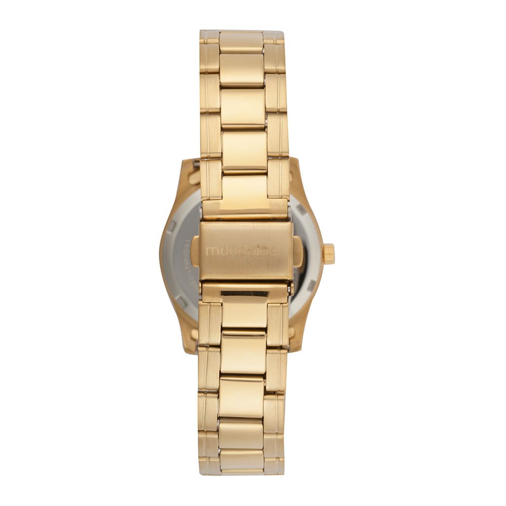 Relogio Feminino Mondaine Dourado Em Aço Cristais Dourado 3