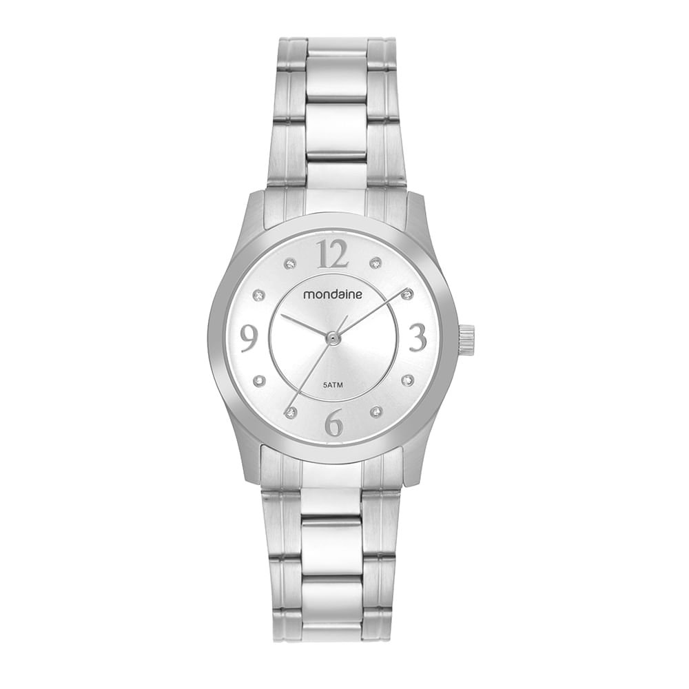 Relogio Feminino Prata Analógico Cristais