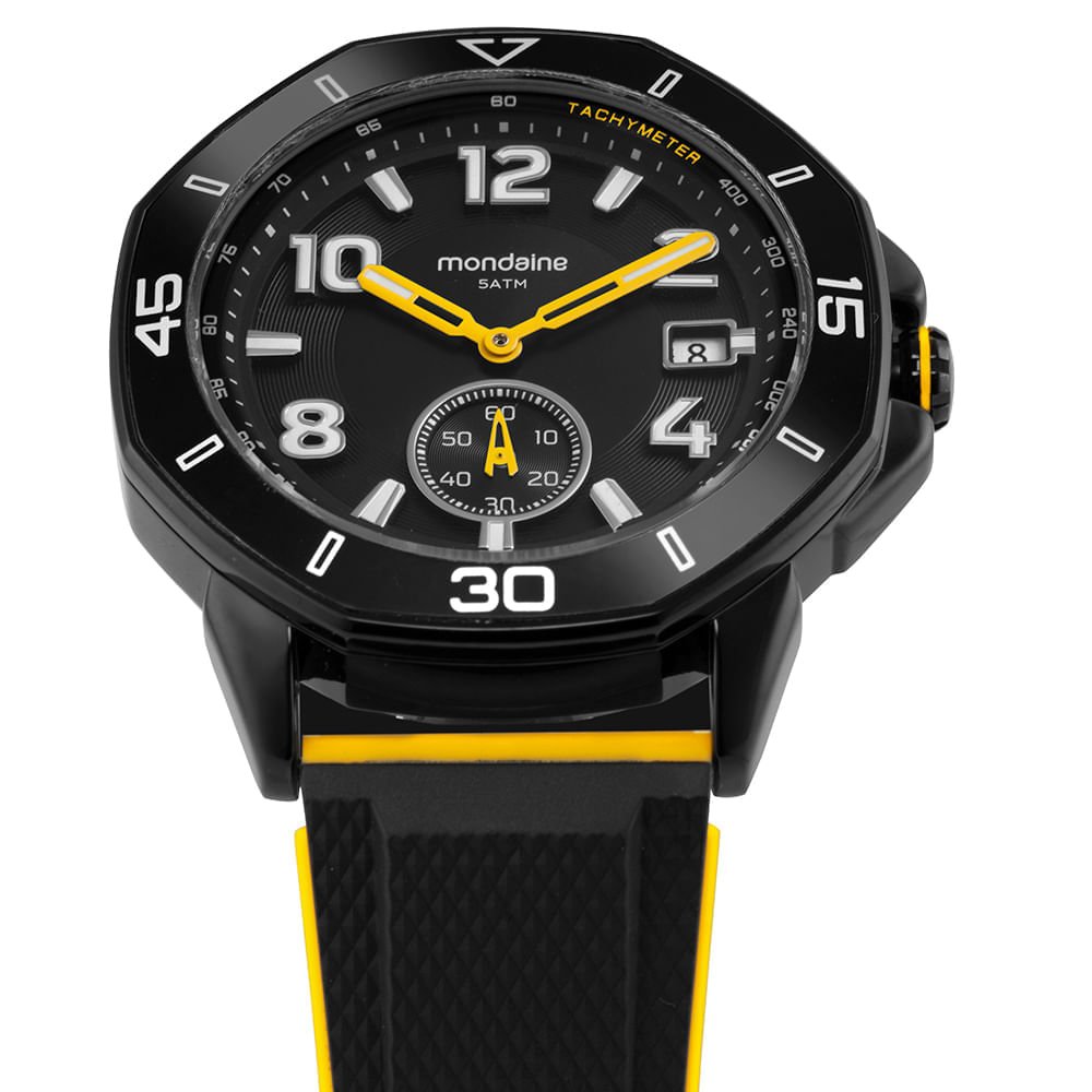 Relógio Masculino Preto e Amarelo Marcação de Segundos Preto/Amarelo 2