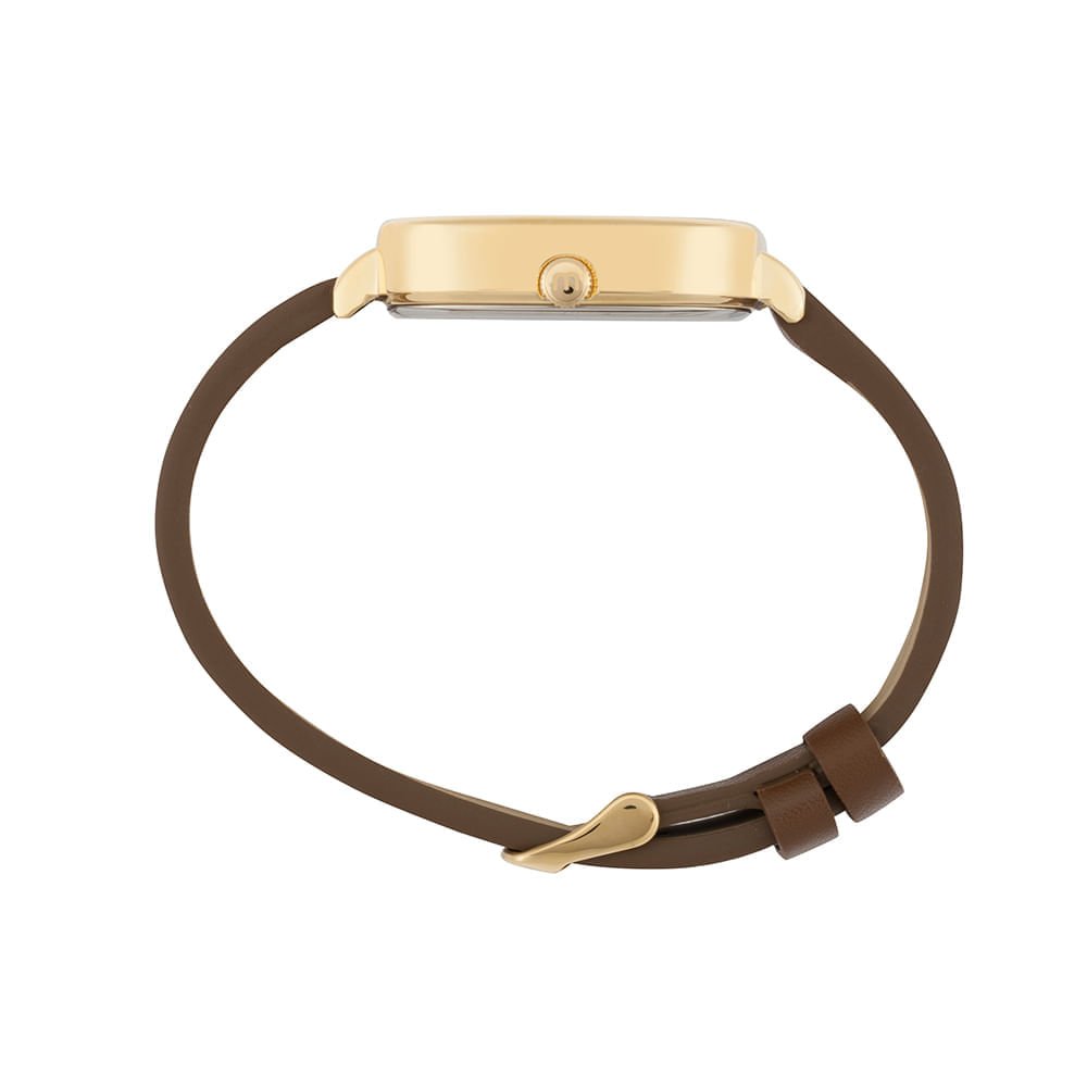 Relogio Masculino Mondaine Quadrado Dourado Calendário Marrom 2