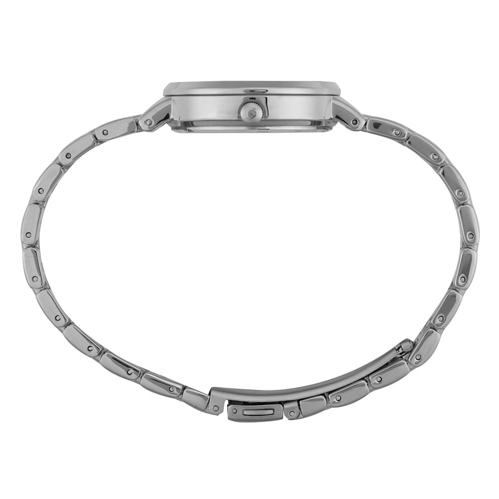 Relógio Feminino Prata Com Calendário Madreperola Prata 3